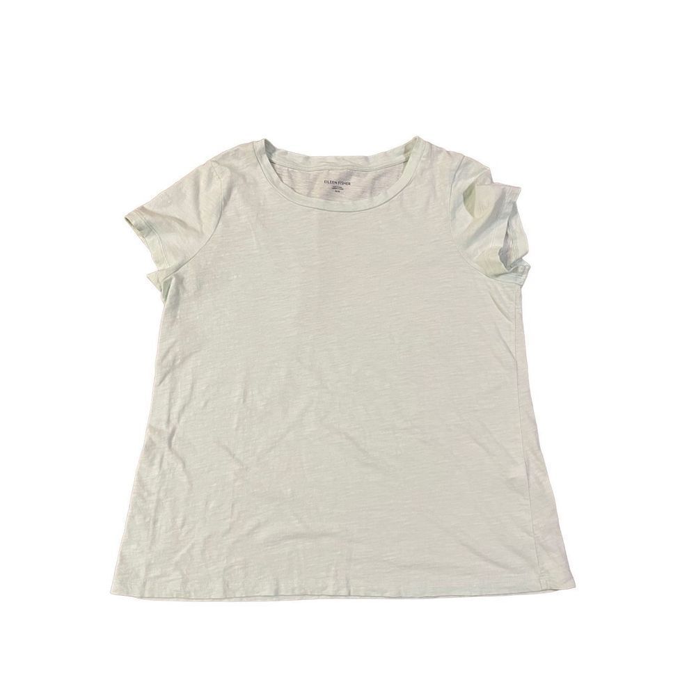 Eileenā Fisher mintĀ lightāgreen shirt sleeve shirt 100% organic cotton sz M